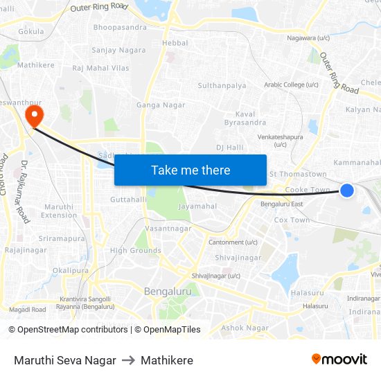 Maruthi Seva Nagar to Mathikere map