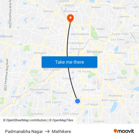 Padmanabha Nagar to Mathikere map