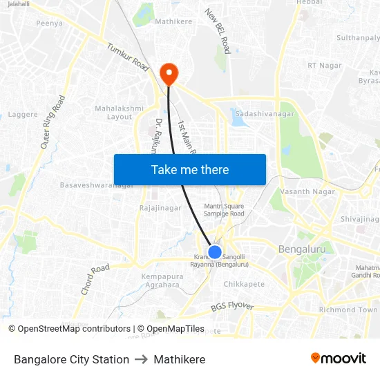 बेंगलुरु सिटी स्टेशन to माथिकेरे map
