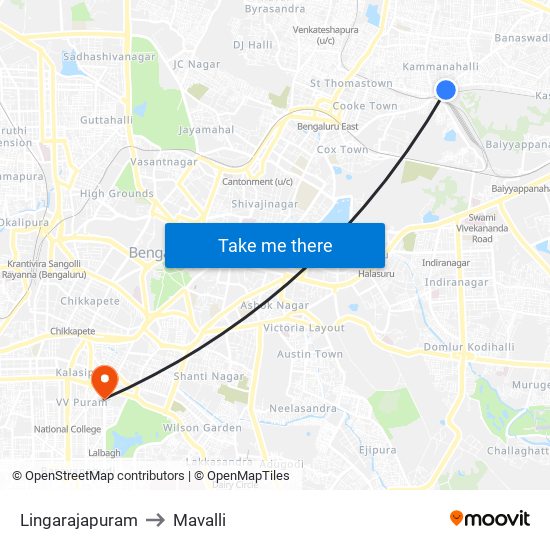 Lingarajapuram to Mavalli map