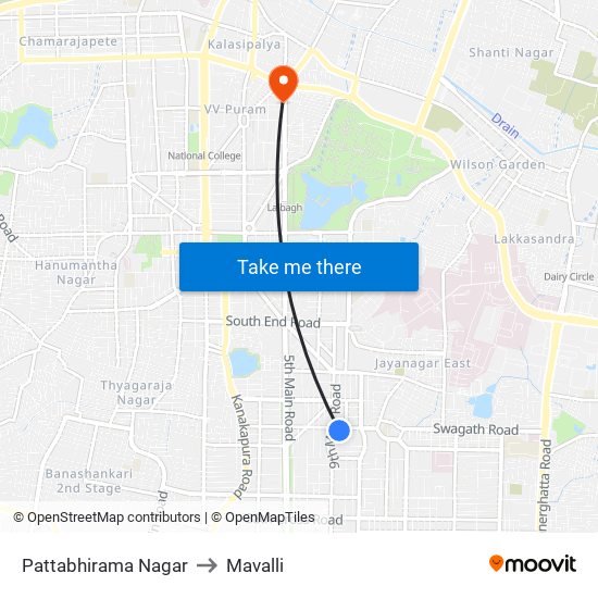 Pattabhirama Nagar to Mavalli map