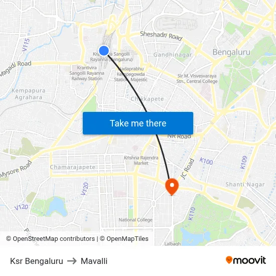 Ksr Bengaluru to Mavalli map