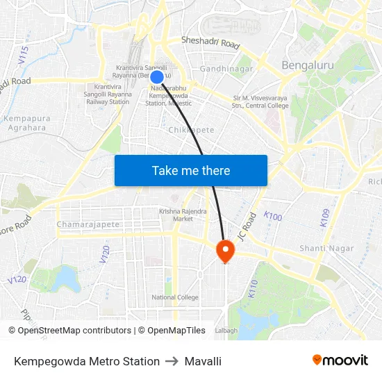 Kempegowda Metro Station to Mavalli map