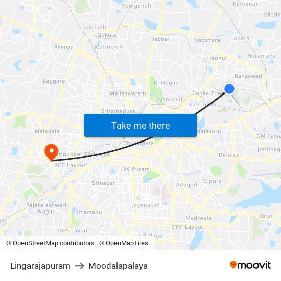 Lingarajapuram to Moodalapalaya map