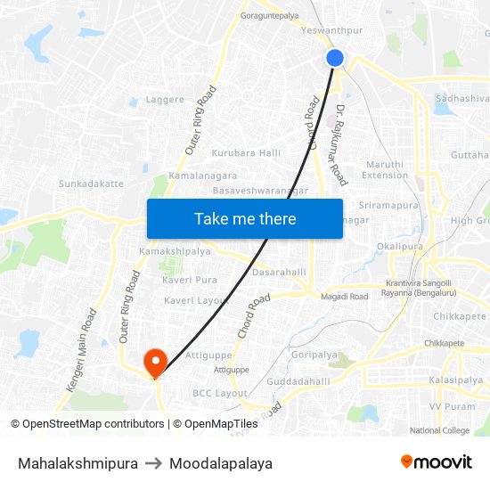 Mahalakshmipura to Moodalapalaya map