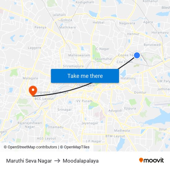 Maruthi Seva Nagar to Moodalapalaya map