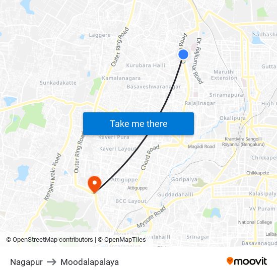 Nagapur to Moodalapalaya map