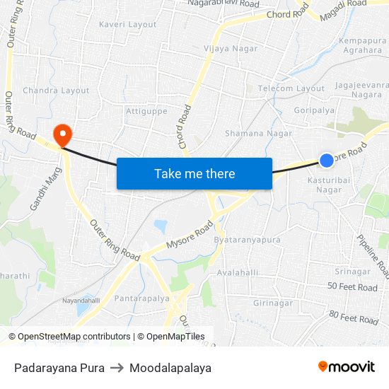 Padarayana Pura to Moodalapalaya map