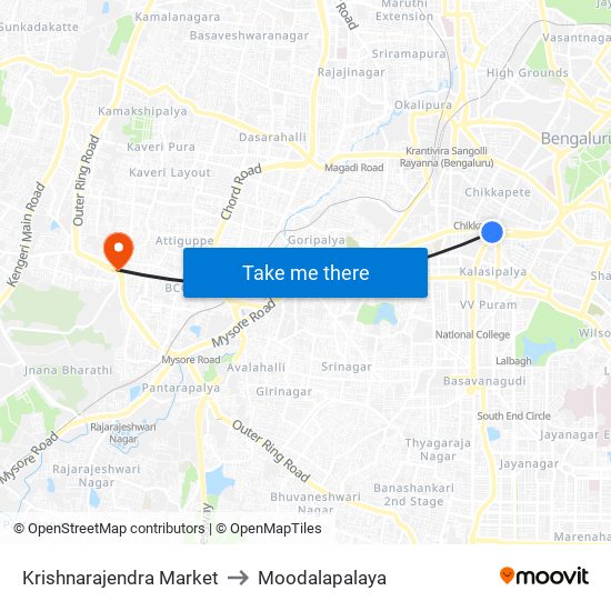 Krishnarajendra Market to Moodalapalaya map