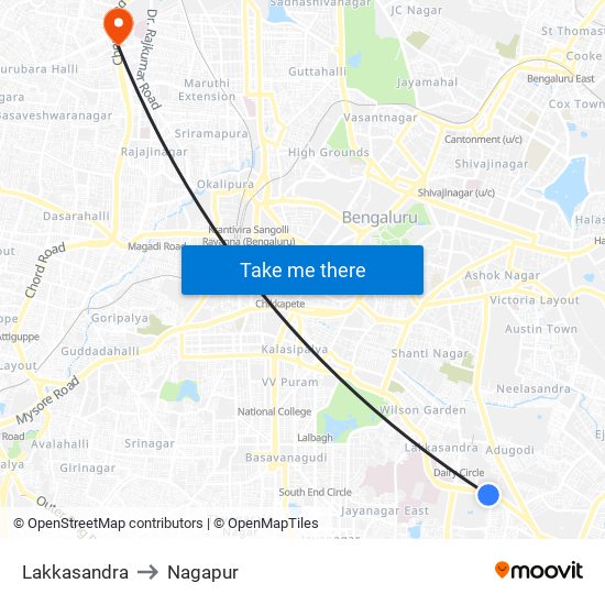 Lakkasandra to Nagapur map