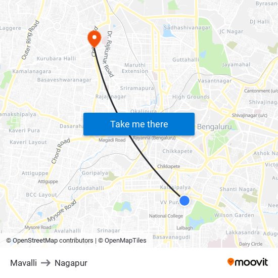 Mavalli to Nagapur map