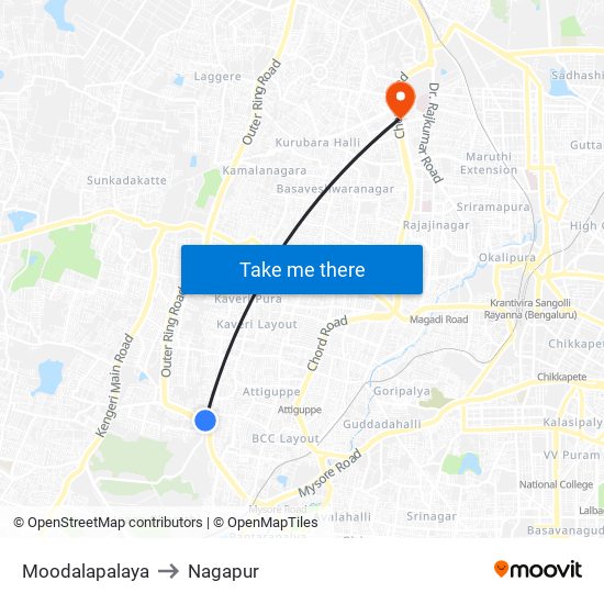 Moodalapalaya to Nagapur map