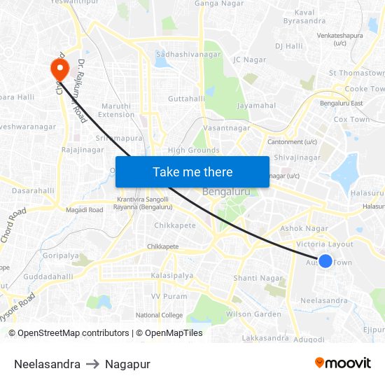 Neelasandra to Nagapur map