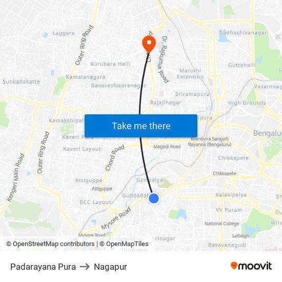 Padarayana Pura to Nagapur map