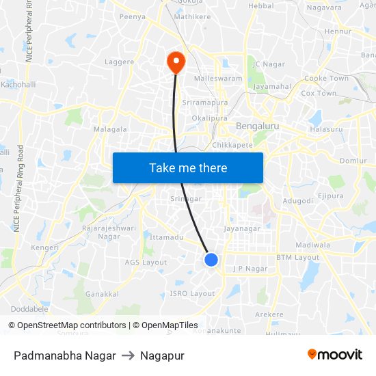 Padmanabha Nagar to Nagapur map