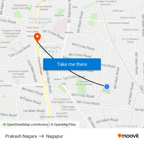 Prakash Nagara to Nagapur map
