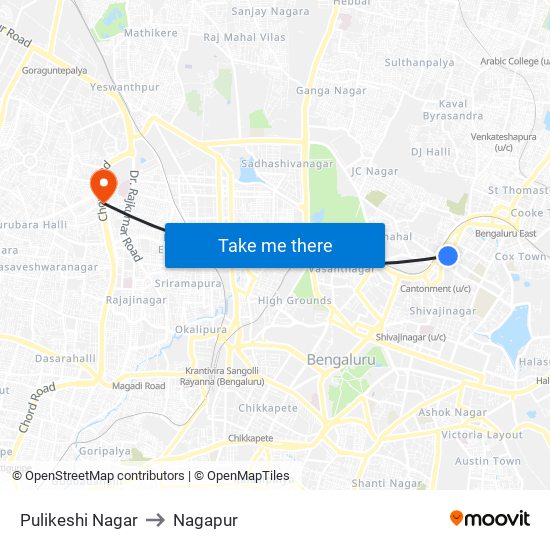 Pulikeshi Nagar to Nagapur map