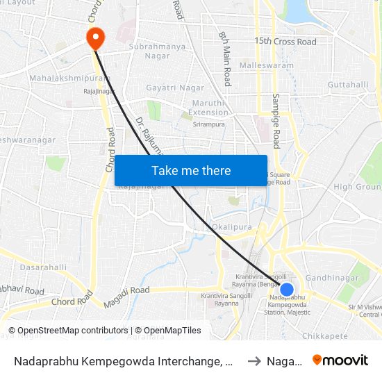 Nadaprabhu Kempegowda Interchange, Majestic to Nagapur map