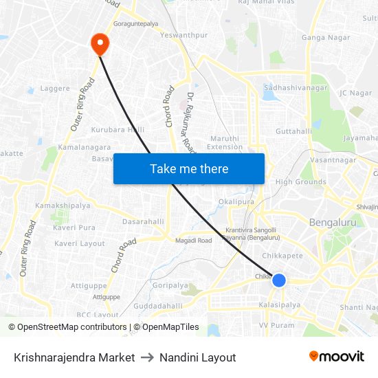 Krishnarajendra Market to Nandini Layout map