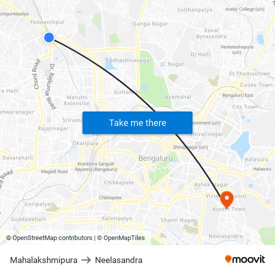 Mahalakshmipura to Neelasandra map