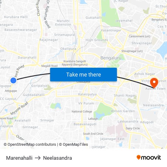 Marenahalli to Neelasandra map