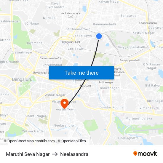 Maruthi Seva Nagar to Neelasandra map