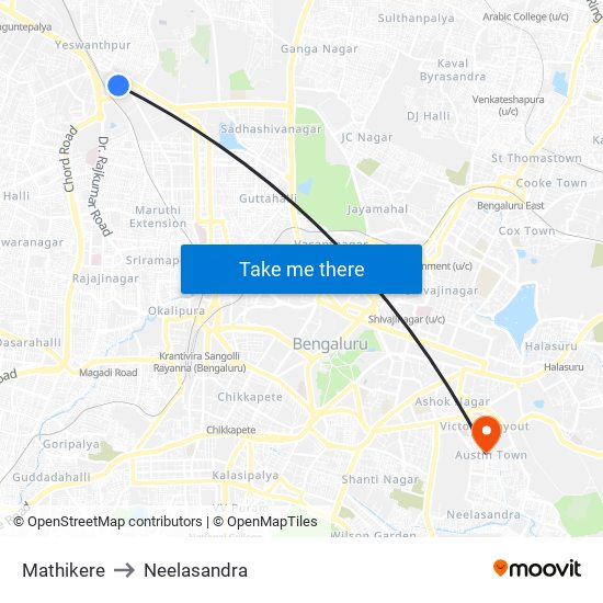 Mathikere to Neelasandra map