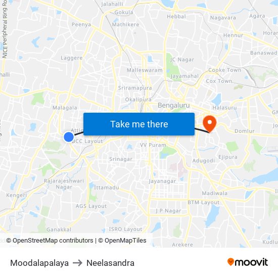 Moodalapalaya to Neelasandra map