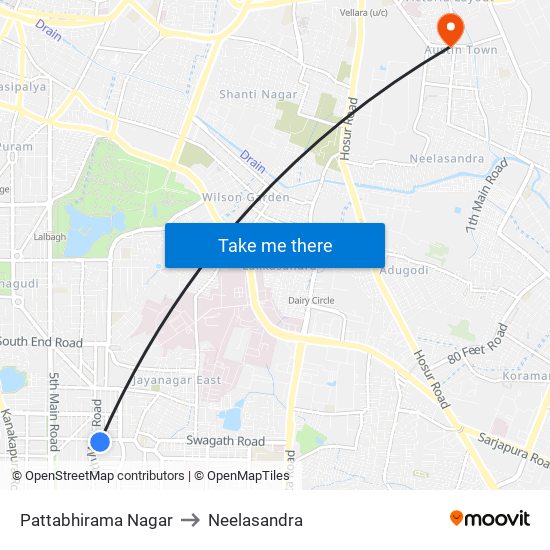 Pattabhirama Nagar to Neelasandra map