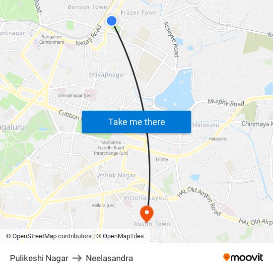 Pulikeshi Nagar to Neelasandra map