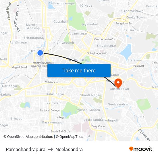 Ramachandrapura to Neelasandra map