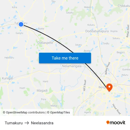 Tumakuru to Neelasandra map