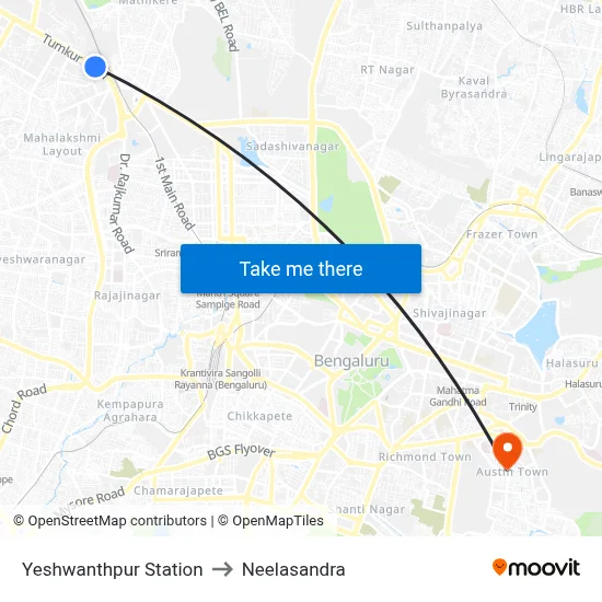 Yeshwanthpur Station to Neelasandra map