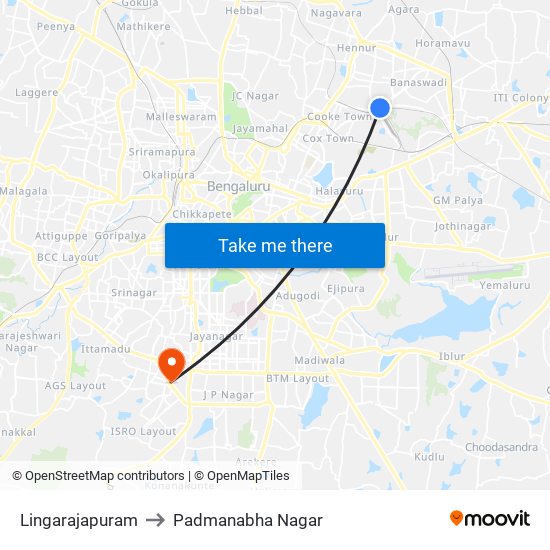 Lingarajapuram to Padmanabha Nagar map