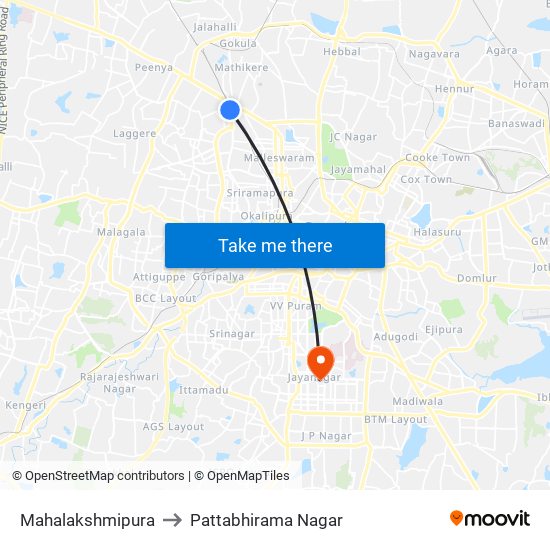 Mahalakshmipura to Pattabhirama Nagar map