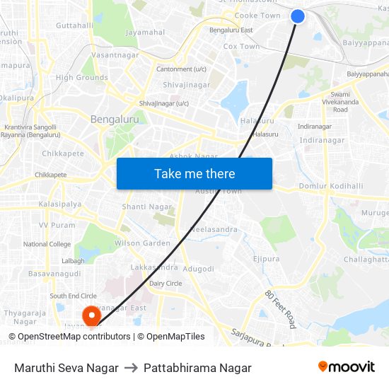 Maruthi Seva Nagar to Pattabhirama Nagar map