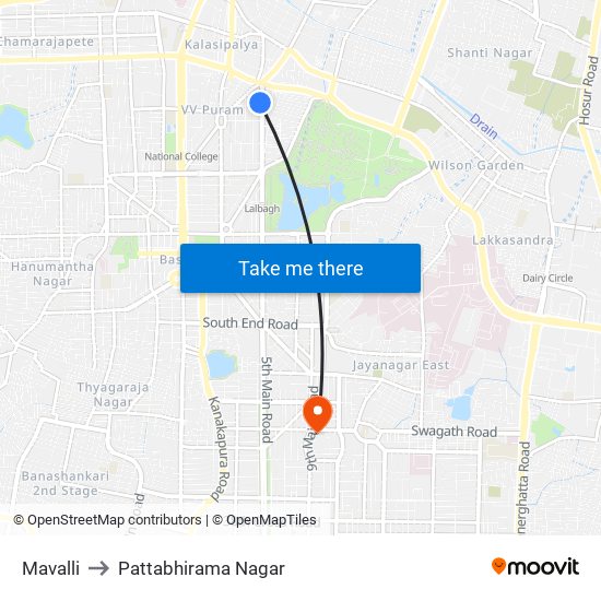Mavalli to Pattabhirama Nagar map