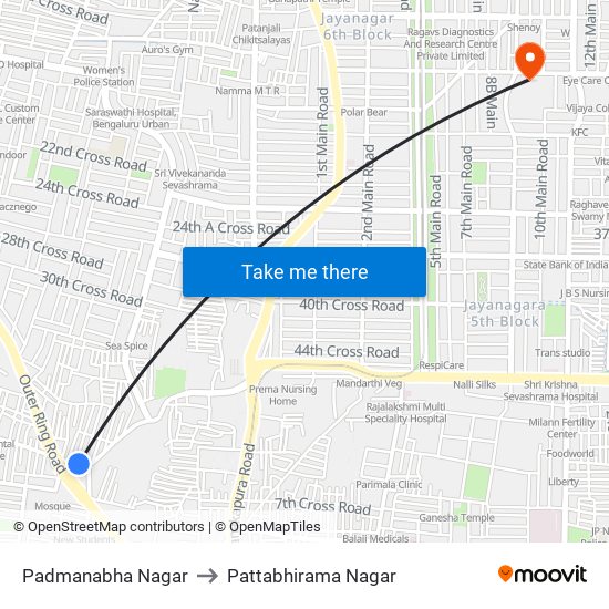 Padmanabha Nagar to Pattabhirama Nagar map