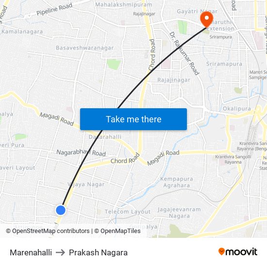 Marenahalli to Prakash Nagara map