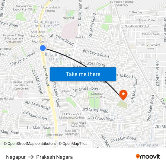 Nagapur to Prakash Nagara map