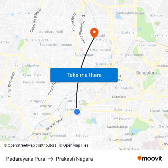 Padarayana Pura to Prakash Nagara map