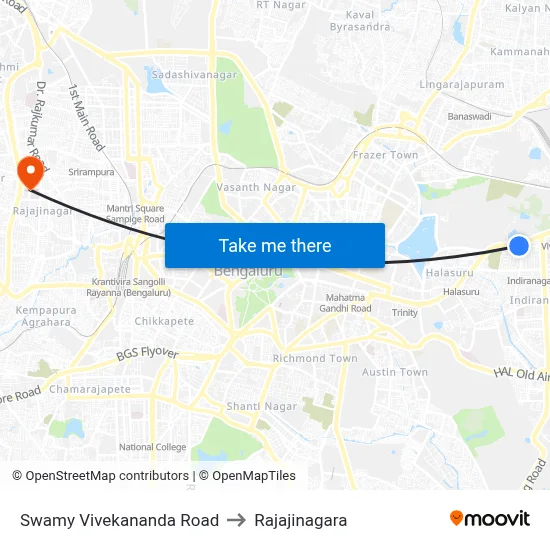 Swamy Vivekananda Road to Rajajinagara map