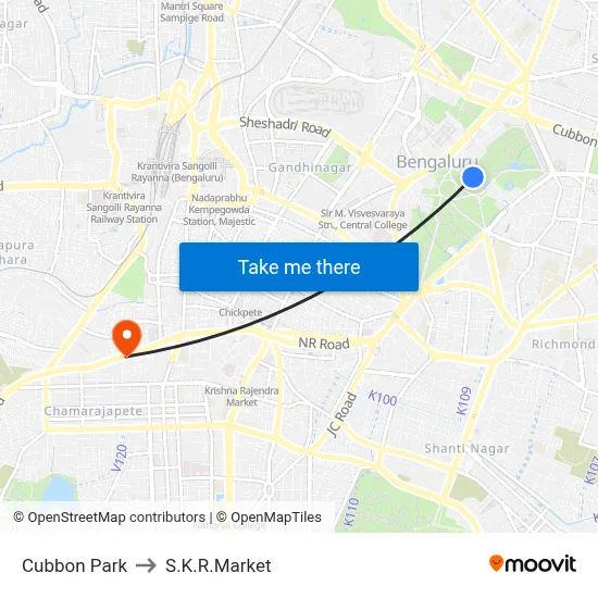 Cubbon Park to S.K.R.Market map