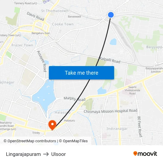 Lingarajapuram to Ulsoor map