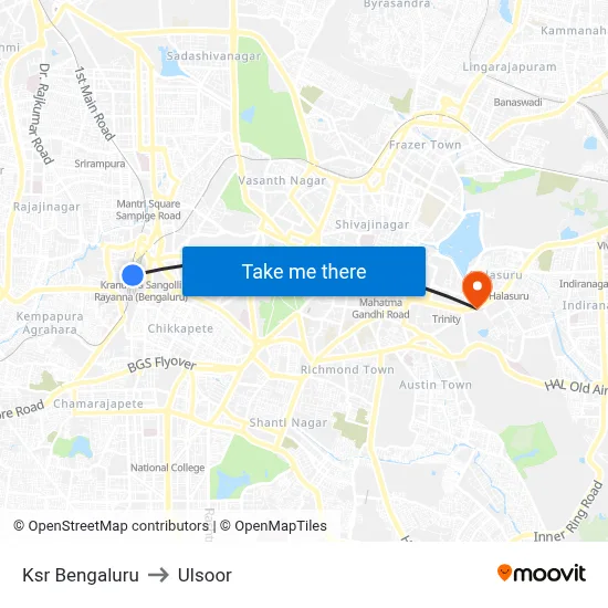 केएसआर बेंगलुरु to उल्सूर map