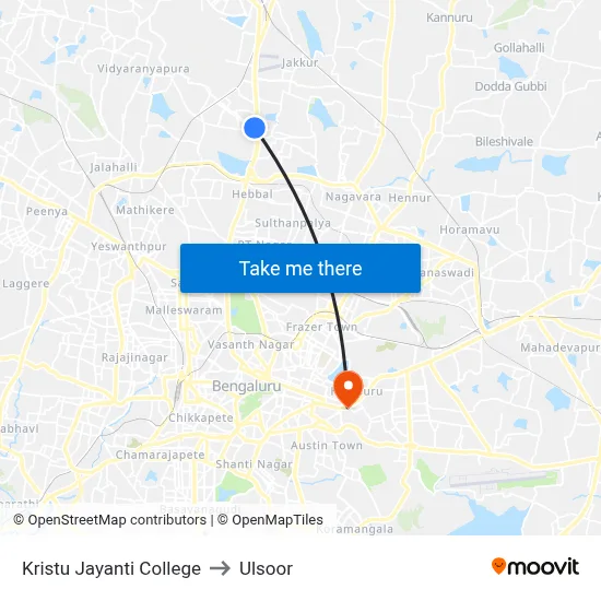Kristu Jayanti College to Ulsoor map