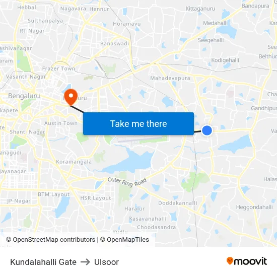 कुंडलहल्ली गेट to उल्सूर map