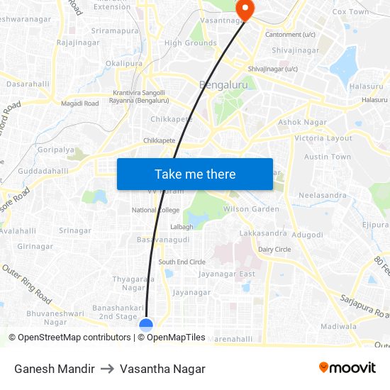 Ganesh Mandir to Vasantha Nagar map