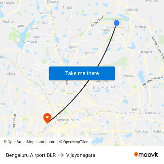 Bengaluru Airport BLR to Vijayanagara map