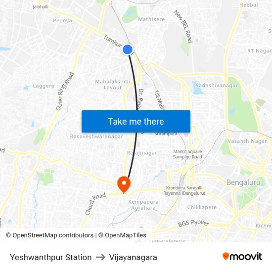 येशवंतपुर स्टेशन to विजयनगर map